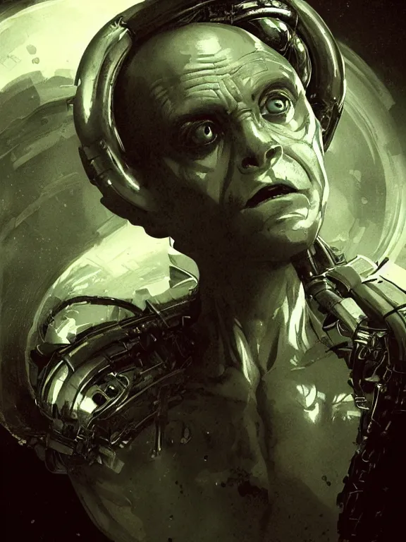 Prompt: portrait of a danny devito as an android from alien isolation, art by ryo shiotani and greg rutkowski, intricate, beautiful, cute, cinematic lighting, vintage art by serge ivanoff, high resolution, very detailed