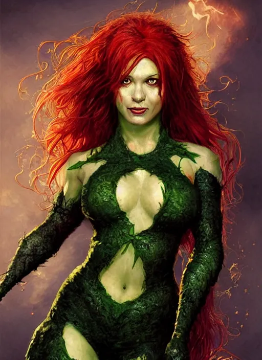 Prompt: A beautiful portrait of Gordon Ramsay as Poison Ivy from Batman movie, digital art by Eugene de Blaas and Ross Tran, vibrant color scheme, highly detailed, in the style of romanticism, cinematic, artstation, Greg rutkowski