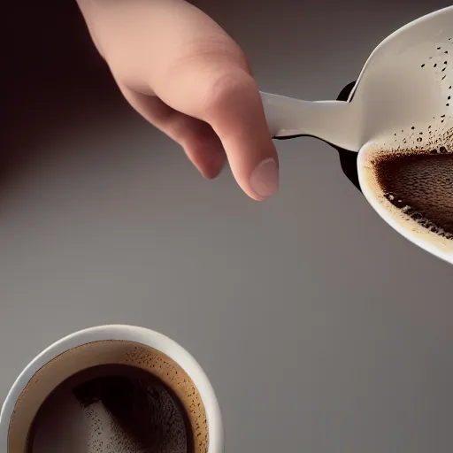 Prompt: : sloppy old cup of coffee with fluid flyingout the cup unrealengine ,cinematic, hyper realism, high detail, octane render, 8k