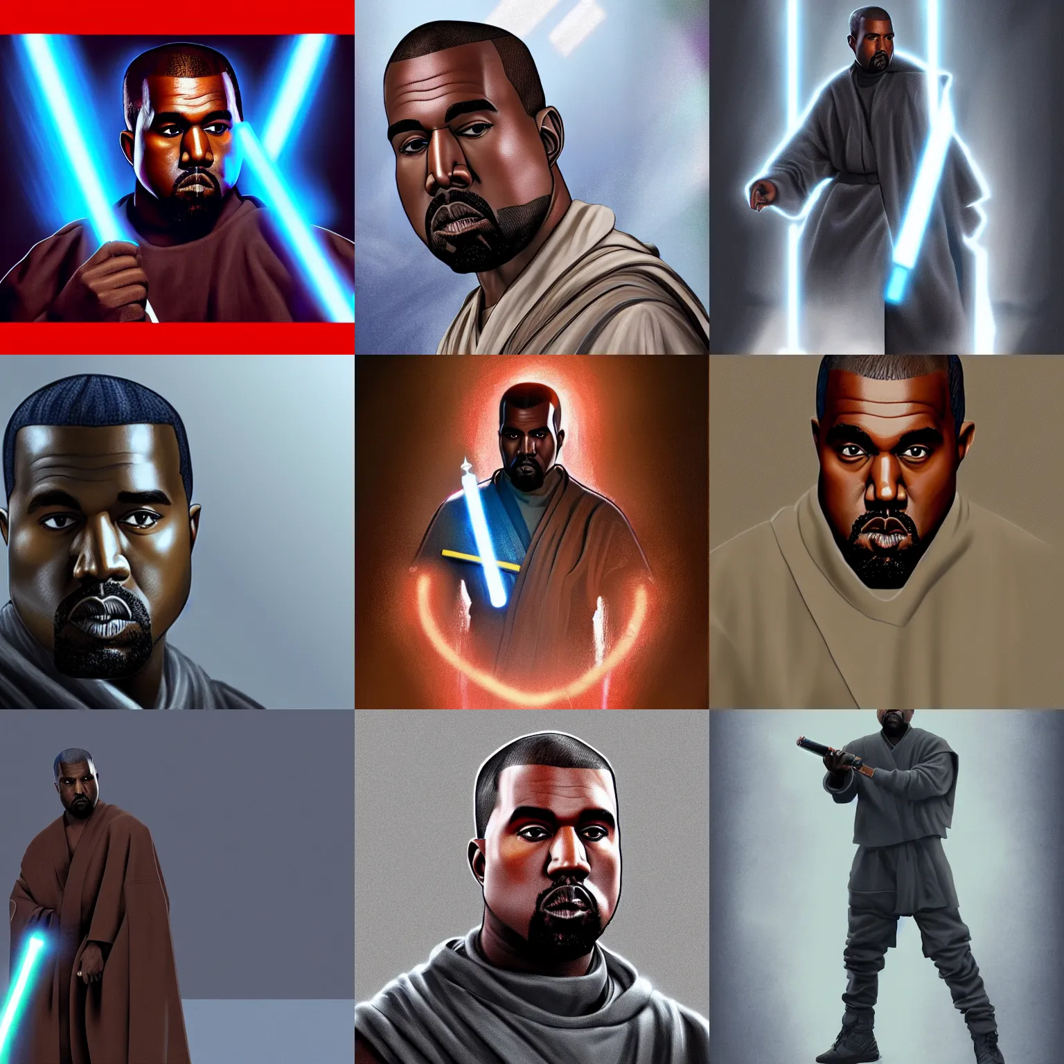 Prompt: Kanye West as a jedi, artstation