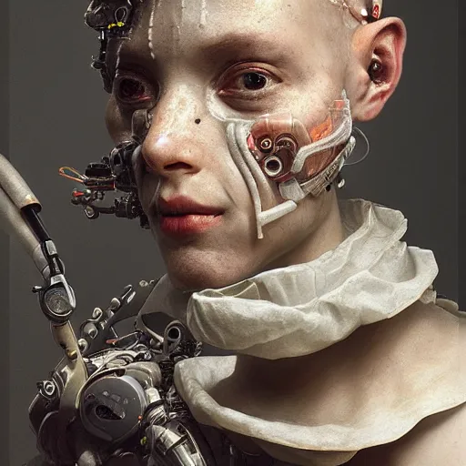 Image similar to Ultra detailed, 4K Portrait of a Cyborg by Rachel Ruysch