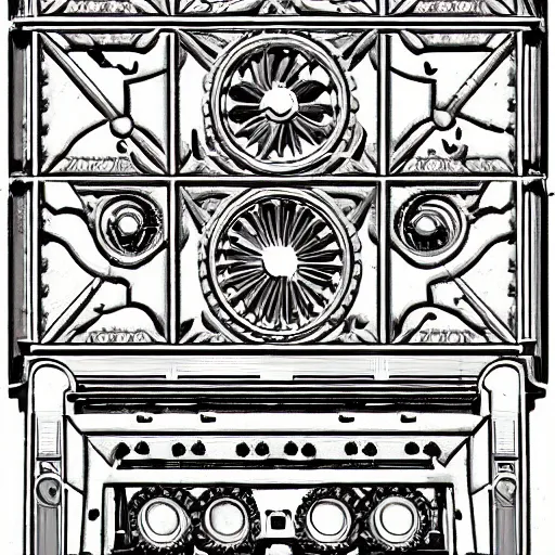 Prompt: symbol of the cult of the machine, ornate machinery