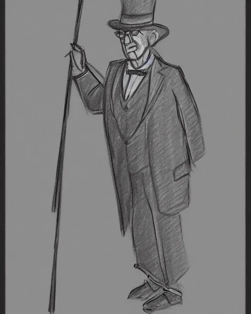 Image similar to a sketch of a person with a cane