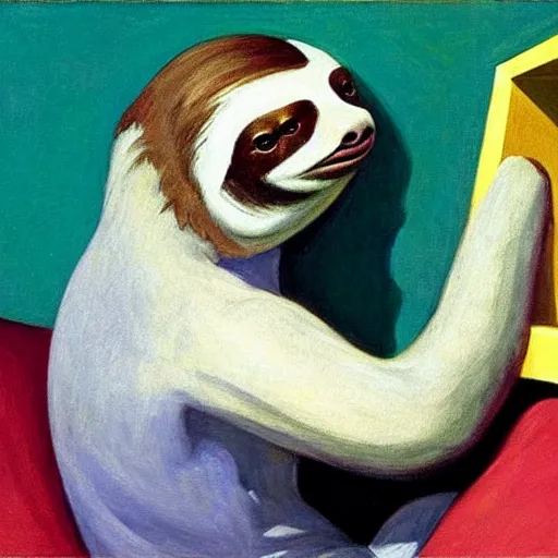 Prompt: sloth by Edward Hopper