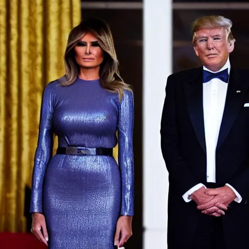 Prompt: donald and melania trump as egyptian king and queen, elegant, majestic, powerful