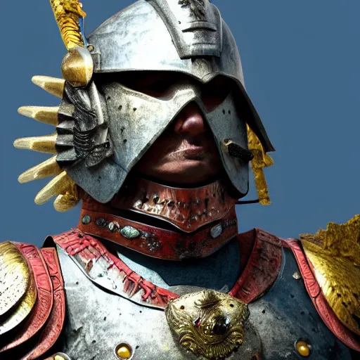 Prompt: warrior with eagle armour, highly detailed, 4k, HDR, smooth, sharp focus, hyper realistic, high resolution