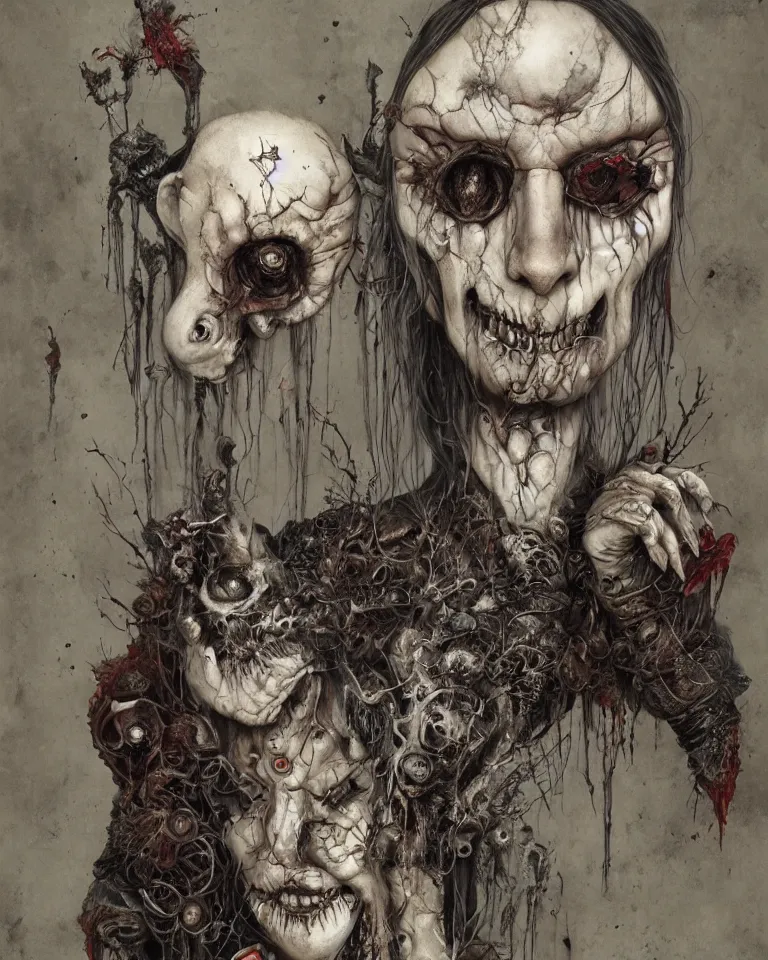 Image similar to Horror portrait by Santiago Caruso and Nekro and Amanda Sage and Alex Pardee, cgsociety 4k