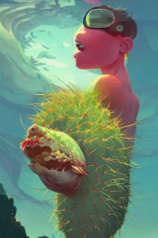 Prompt: creature animal sushi cristal very big eye roots cactus elemental flush of force nature micro world fluo fishscale, art gta 5 cover, official fanart behance hd artstation by jesper ejsing, by rhads, makoto shinkai and lois van baarle, ilya kuvshinov, ossdraws