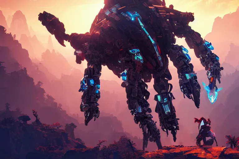 Image similar to strider machine mecanical creature robot of horizon forbidden west horizon zero dawn bioluminiscence global illumination ray tracing hdr fanart arstation by ian pesty and alena aenami artworks in 4 k