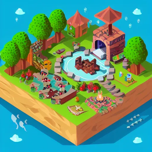 Image similar to cute isometric valhalla