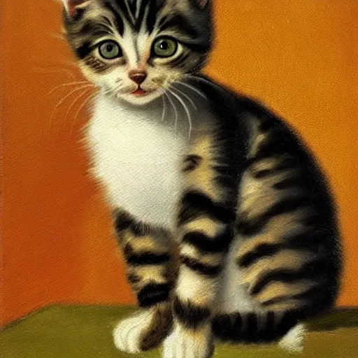 Image similar to original oil painting of a kitten by alessandro allori