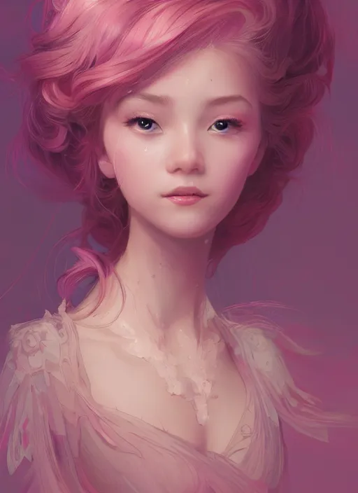 Image similar to beautiful girl pink blob hair, cute, intricate, highly detailed, digital painting, trending on artstation, concept art, smooth, sharp focus, backlit, rim light, vivid colors, illustration, unreal engine 5, 8 k, art by rossdraws and alphonse mucha