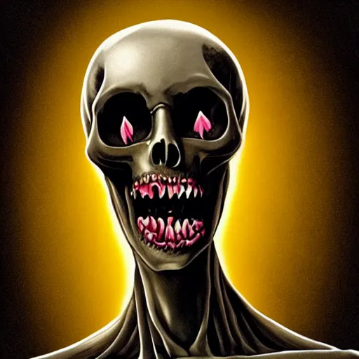 Image similar to alien looking, skull like, big forehead, horrifying, killer, creepy, dead, monster, tall, skinny, open mouth, deathly, old picture