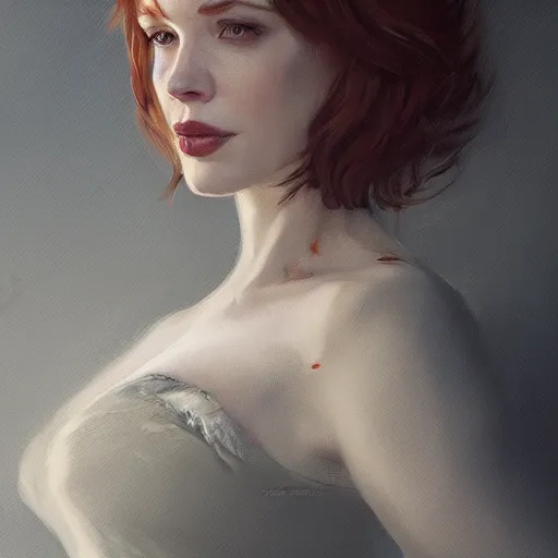 Image similar to portrait of christina hendricks, half life 2, dishonored 2, painted by greg rutkowski, painted by stanley artgerm, painted by igor kieryluk, digital art, promotional art, trending on artstation