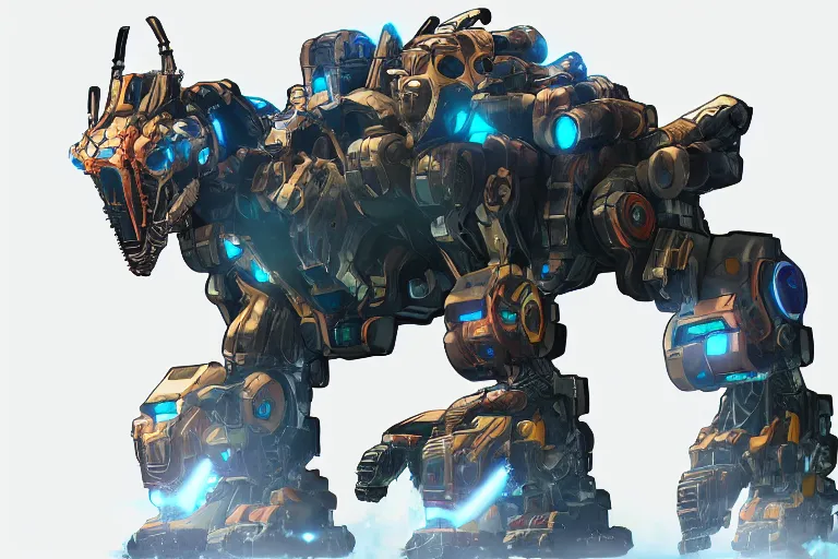 Image similar to snapmaw machine mecha animal beast robot of horizon forbidden west horizon zero dawn bioluminiscence global illumination ray tracing hdr fanart arstation by sung choi and eric pfeiffer and gabriel garza and casper konefal