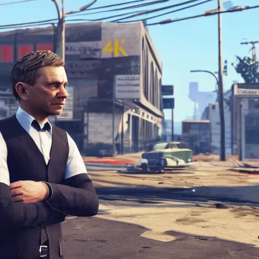 Prompt: martin freeman looks confused in gta 5, a car explodes in the background. unreal engine 4 render 4 k