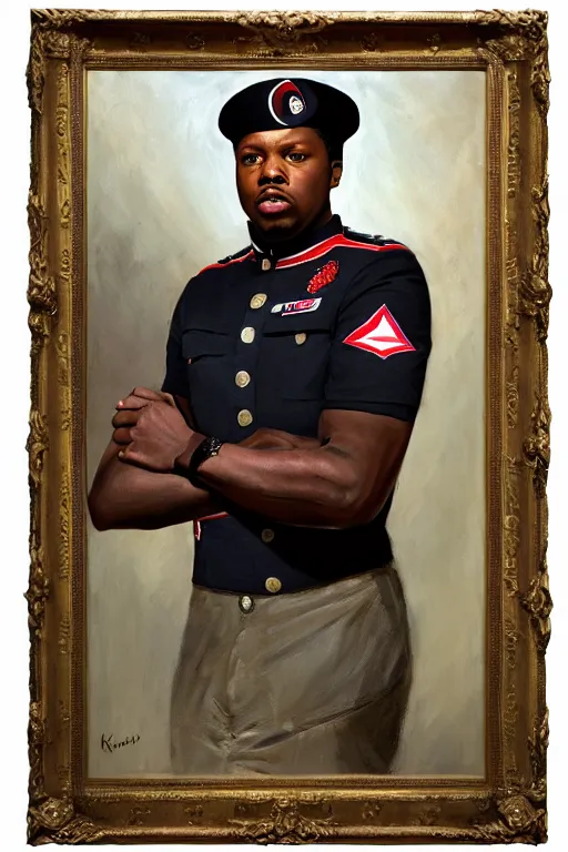 Prompt: full body portrait of the dictator of the toronto raptors, kyle lowry 1 8 8 9, in full military garb, oil on canvas by william sidney mount, trending on artstation