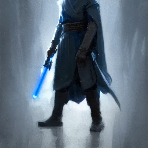 Image similar to portrait of a man by greg rutkowski, young jedi kinght that looks like john boyega, wearing jedi robes, star wars expanded universe, he is about 3 0 years old, highly detailed portrait, digital painting, artstation, concept art, smooth, sharp foccus ilustration, artstation hq