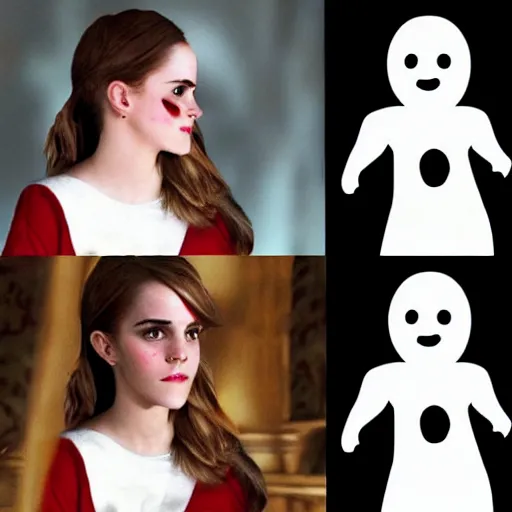 Image similar to emma watson dressed up as casper the friendly ghost in the style of pixar