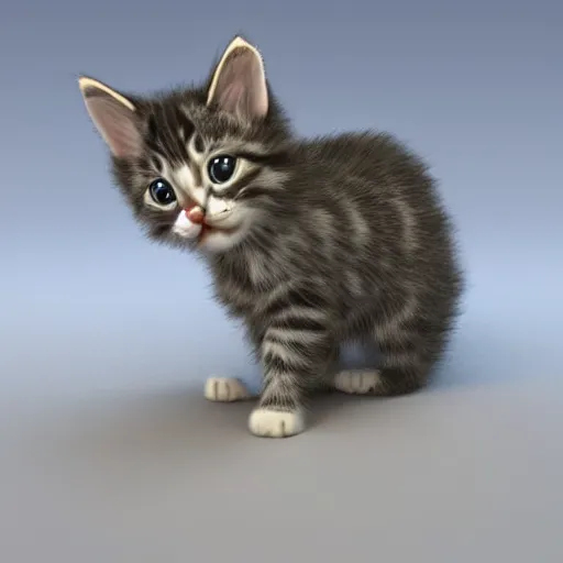 Prompt: 3 d model of a kitten