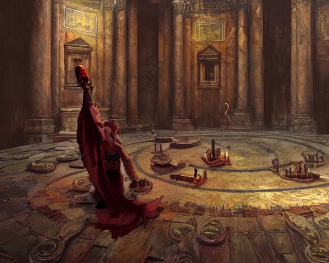 Image similar to a high fantasy warlock creating spells in the pantheon, artwork by marc simonetti