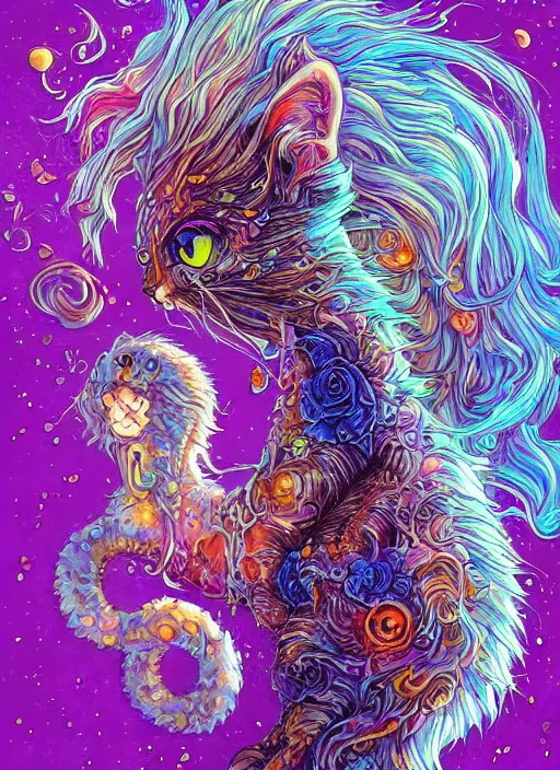 Prompt: cat seahorse fursona, autistic bisexual graphic designer and musician, long haired attractive androgynous fluffy humanoid character design, sharp focus, weirdcore voidpunk digital art by artgerm, akihiko yoshida, louis wain, simon stalenhag, tim hildebrandt, wlop, noah bradley, furaffinity, artstation hd, trending on deviantart