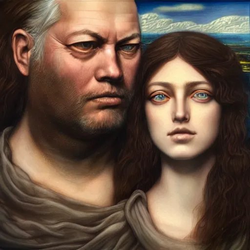 Image similar to amazing artgerm portrait of david gilmour as a preraphaelite painting, collaboration with j. scott campbell and artgerm with edward burn jones