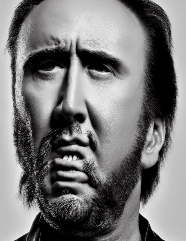 Image similar to nicolas cage headshot photo portrait headshot even lighting