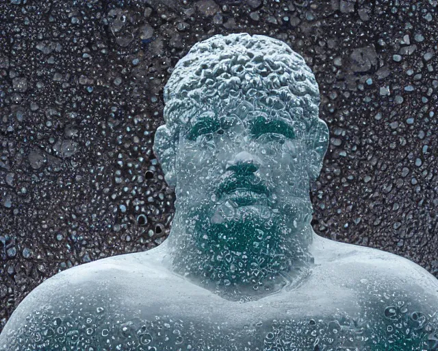 Prompt: a giant abstract sculpture of a legendary greek warrior god on the water, in the style of jaume plensa, award winning, cinematic, hyper - realistic, very detailed, realistic water splashes, ray tracing, 8 k resolution, long - shot, sharp focus, low angle, 8 5 mm photograph, wide lens