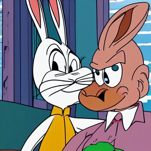 Image similar to Bugs Bunny hanging out with Walter White