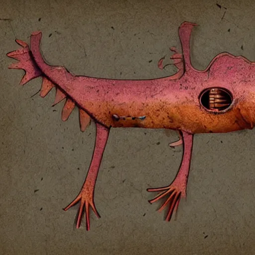 Image similar to steampunk axolotl