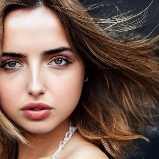 Image similar to ana de armas closeup portrait, 8k, ultra details, photo with bokeh,