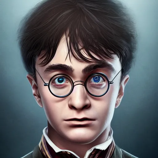 Image similar to a portrait of harry potter at the age of 7 0, detailed, conceptual, close up shot, trending on artstation