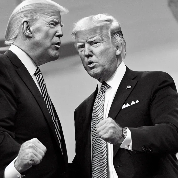 Image similar to joe biden and donald trump in a boxing match, detailed sharp photo