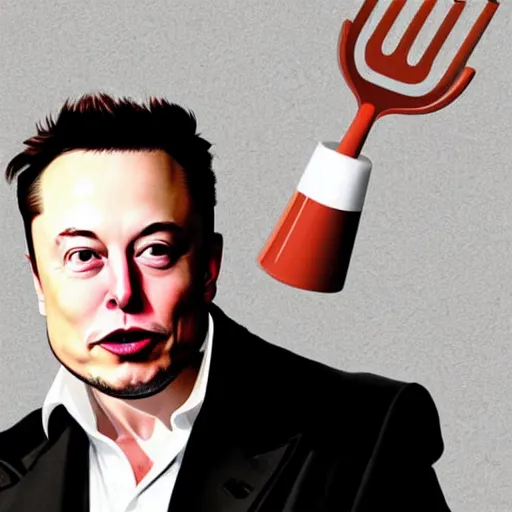 Prompt: elon musk portrayed as a fork