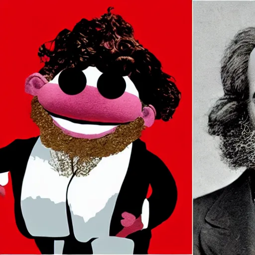 Prompt: karl marx as a muppet