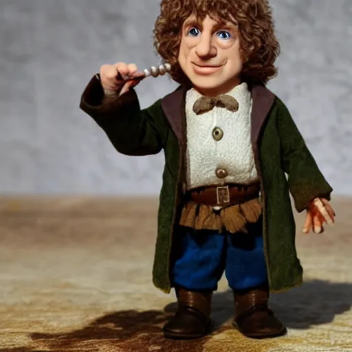 Prompt: Bilbo Baggins with the ring after a long time, realistic, photo, detailed