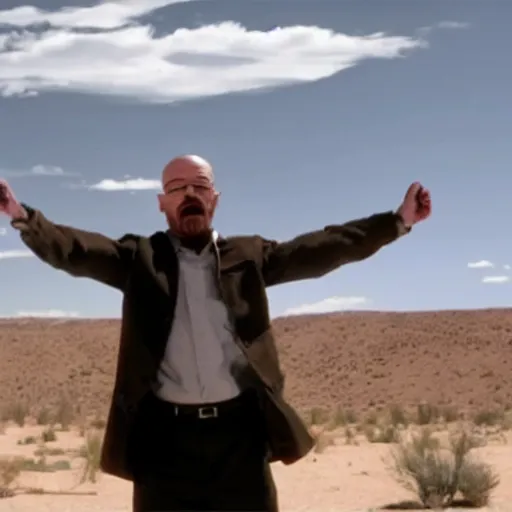 Image similar to Walter White doing the nae nae dance in the desert, highly intricate, highly detailed, cinematic,