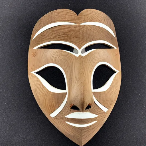 Prompt: spiral motif wooden mask