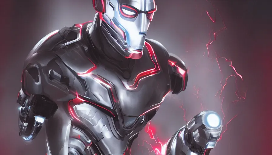 Image similar to ultron with elon musk face by jama jurabaev, dynamic pose, trending on artstation, high quality, brush stroke, for aaa game