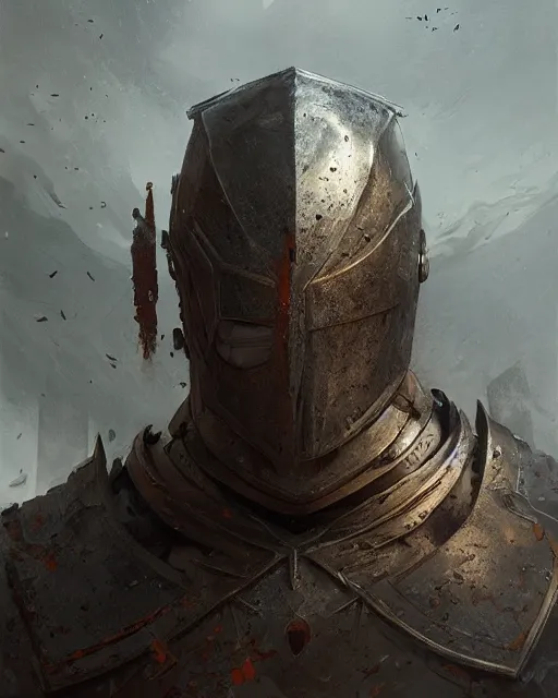 Image similar to Hyper realistic painting of a man in rusty full plate armor with his face uncovered, dark fantasy, fantasy armor, hyper detailed, by greg rutkowski, trending on artstation