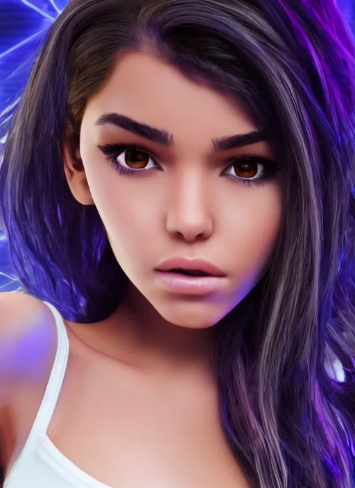 Image similar to Madison Beer as a video game character, digital art, unreal engine, unreal engine render, blender render, render, 4k, coherent