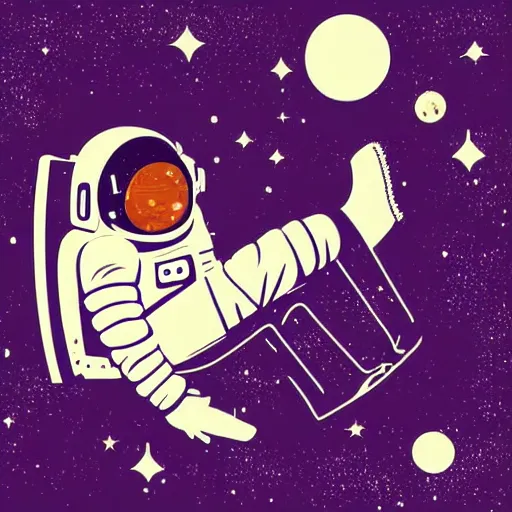 Prompt: an astronaut relaxing in space, manga character, vector art, glitchcore, studio ghibli,