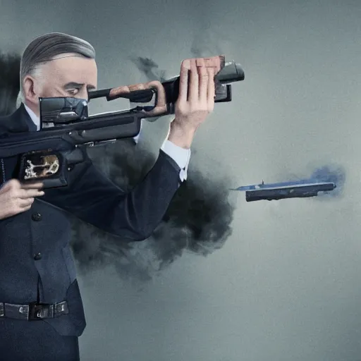 Prompt: adolf hitler shooting joe biden with a pistol, octane render, 4 k, hyper detailed.