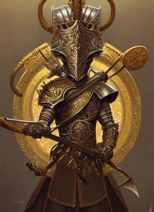 Image similar to symmetry!! portrait of a rat warrior wearing detailed ornate armor and helmet, intricate, elegant, highly detailed, my rendition, digital painting, behance, concept art, smooth, sharp focus, illustration, art by artgerm and greg rutkowski and alphonse mucha and huang guangjian and gil elvgren and sachin teng