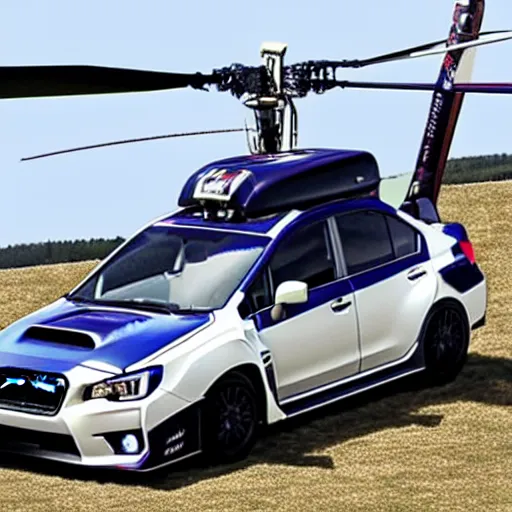 Prompt: a subaru WRX helicopter