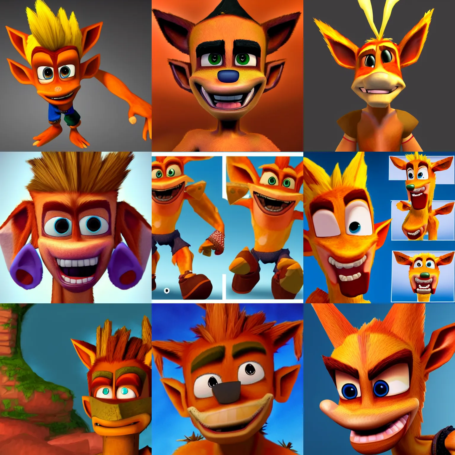 Prompt: humanoid crash bandicoot with dog snout