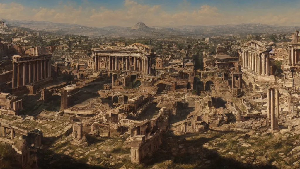 Image similar to Trending on artstation, ancient Rome, detailed matte painting, oil on canvas