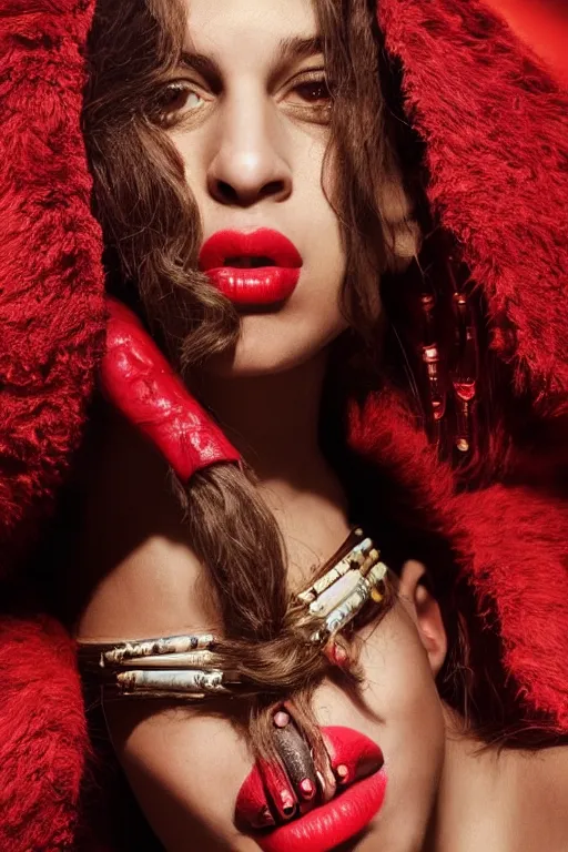 Image similar to dolce & gabbana campaign featuring jar jar binks as a female cowgirl, long eyeslashes, huge juicy lips, big seductive eyes, unprocessed colors, # nofilter, shot by annie leibovitz, realistic vfx simulation