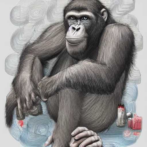 Prompt: a ultra detailed illustration of a bored ape by James jean, trending on ArtStation,